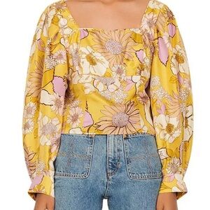 Sandro Yellow and Purple Floral Blouse
